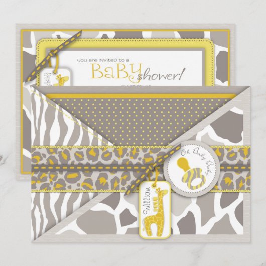 Safari Baby Uitnodigingskaart Kaart (Voorkant / Achterkant)