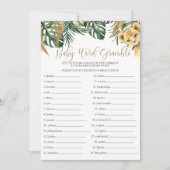 Safari Baby Word Scramble Baby shower Game Kaart (Voorkant)