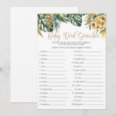 Safari Baby Word Scramble Baby shower Game Kaart (Voorkant / Achterkant)