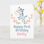 Safari Baby Zebra Happy 1st Birthday Kaart (Gele Bloem)