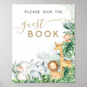 Safari-babydieren Baby Shower-gastenboek Poster (Voorkant)
