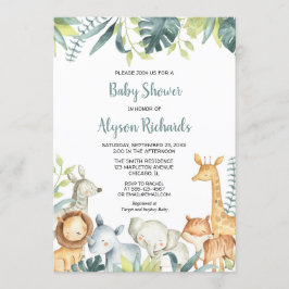 Safari babydieren geslacht neutrale babyshower kaart