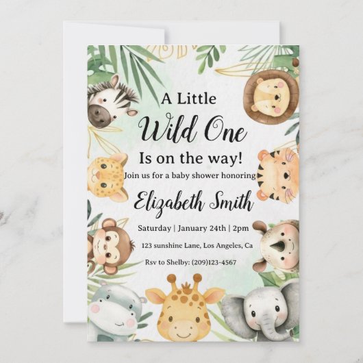Safari babyshower uitnodiging (Voorkant)