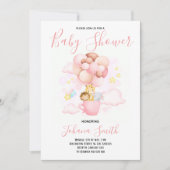 Safari Ballon Pink Cute Baby shower Uitnodiging (Voorkant)