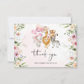 Safari bedankkaart. Meisje oerwoud Verjaardag Kaart (Voorkant)