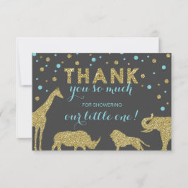 Safari Bedankt Card, Faux Glitter, Aqua Blue