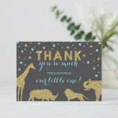 Safari Bedankt Card, Faux Glitter, Aqua Blue (Staand voorkant)