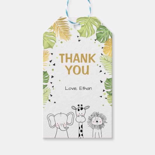 Safari bedankt je om label Oerwoud dierentuin te g Cadeaulabel (Voorkant)