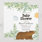 Safari Beer Groene Waterverf Baby Shower Kaart (Voorkant / Achterkant)