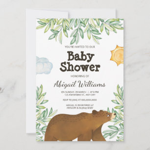 Safari Beer Groene Waterverf Baby Shower Kaart