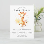 Safari Bewerkbare Giraffe Baby shower Kaart (Staand voorkant)