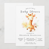 Safari Bewerkbare Giraffe Baby shower Kaart (Voorkant / Achterkant)
