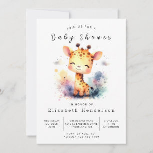 Safari Bewerkbare Giraffe Baby shower Kaart