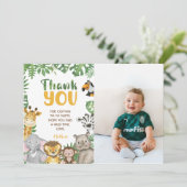 Safari Birthday Animals Oerwoud Wilde een en twee Bedankkaart (Staand voorkant)