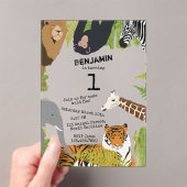 Safari Birthday Gepersonaliseerd Cute Oerwouden An Acryl Uitnodigingen (Insitu (Draagbaar))