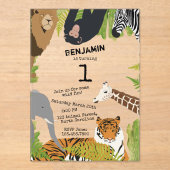 Safari Birthday Gepersonaliseerd Cute Oerwouden An Acryl Uitnodigingen (Voorkant)