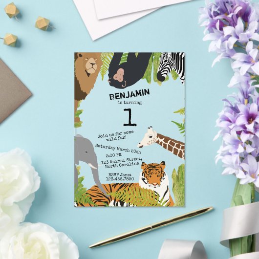 Safari Birthday Gepersonaliseerd Cute Oerwouden An Acryl Uitnodigingen (Insitu (Huwelijk))