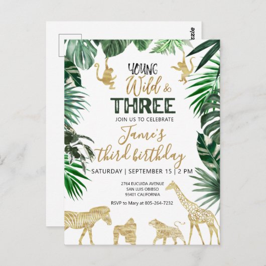 Safari birthday invitation briefkaart (Voorkant / Achterkant)