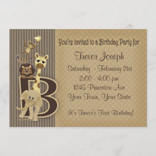 Safari Birthday Invitation in Browns Kaart