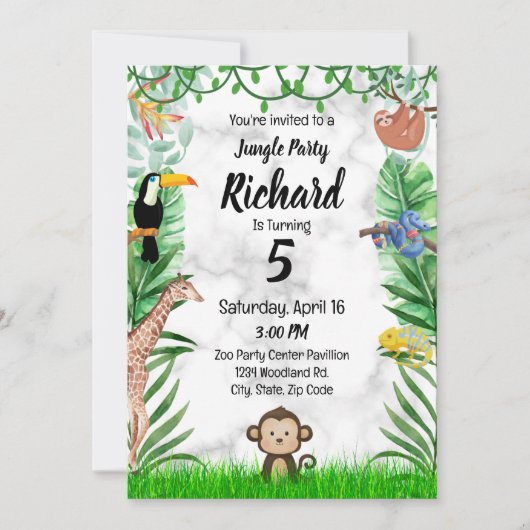 Safari Birthday Invitation - Oerwoud Birthday Part Kaart (Voorkant)
