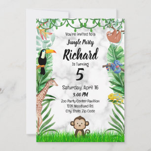 Safari Birthday Invitation - Oerwoud Birthday Part Kaart