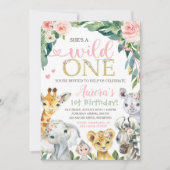 Safari Birthday Invitation Wild One Uitnodiging (Voorkant)