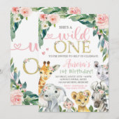Safari Birthday Invitation Wild One Uitnodiging (Voorkant / Achterkant)