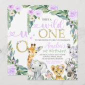 Safari Birthday Invitation Wild One Uitnodiging (Voorkant / Achterkant)