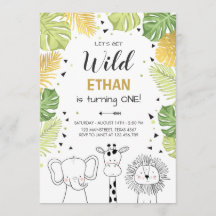 Safari Birthday Invitation Zoo Wilde Oerwouden