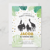 Safari Birthday Invitation Zoo Wilde Oerwouden Kaart (Voorkant)