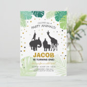 Safari Birthday Invitation Zoo Wilde Oerwouden Kaart (Staand voorkant)