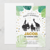Safari Birthday Invitation Zoo Wilde Oerwouden Kaart (Voorkant / Achterkant)