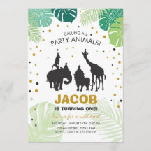 Safari Birthday Invitation Zoo Wilde Oerwouden