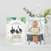 Safari Birthday Invitation Zoo Wilde Oerwouden Kaart (Staand voorkant)