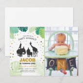 Safari Birthday Invitation Zoo Wilde Oerwouden Kaart (Voorkant / Achterkant)