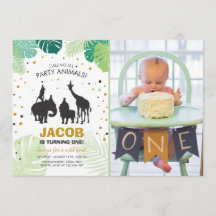 Safari Birthday Invitation Zoo Wilde Oerwouden