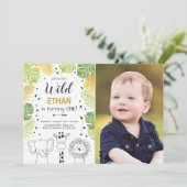 Safari Birthday Invitation Zoo Wilde Oerwouden Kaart (Staand voorkant)