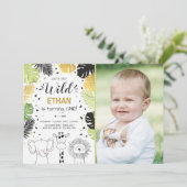 Safari Birthday Invitation Zoo Wilde Oerwouden Kaart (Staand voorkant)