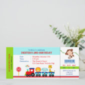 Safari Birthday Invitations (Animal Train Boys) Kaart (Staand voorkant)