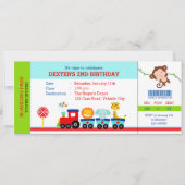 Safari Birthday Invitations (Animal Train Boys) Kaart (Voorkant)