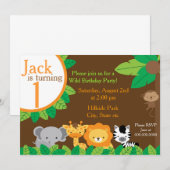 Safari Birthday Invite Kaart (Voorkant / Achterkant)