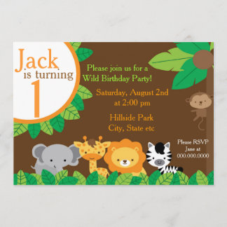 Safari Birthday Invite Kaart