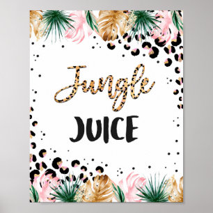 Safari Birthday Leopard Print Oerwoud Juice Sign.