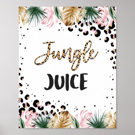 Safari Birthday Leopard Print Oerwoud Juice Sign. (Voorkant)