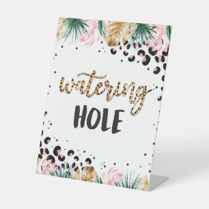 Safari Birthday Leopard Print Watering Hole Reclamebord Met Voetstuk