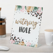 Safari Birthday Leopard Print Watering Hole Reclamebord Met Voetstuk (Insitu)