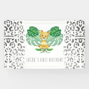 Safari Birthday Lion Illustration Spandoek