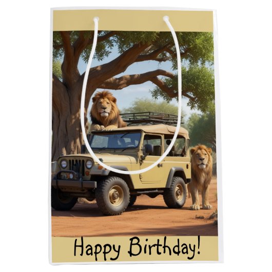 Safari Birthday Medium Cadeauzakje (Voorkant)