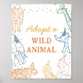 Safari Birthday Party Adopt an Animal Table Sign Poster (Voorkant)