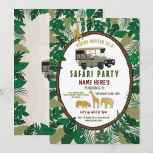 Safari Birthday Party Animals Wild Truck Oerwoud Kaart